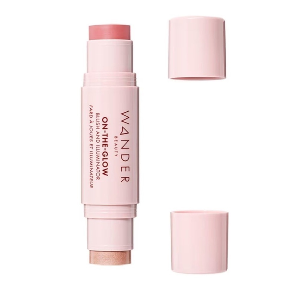 Wander Beauty On-the-Glow Cream Blush and Illuminator Duo Coral Rose Cheek Lips